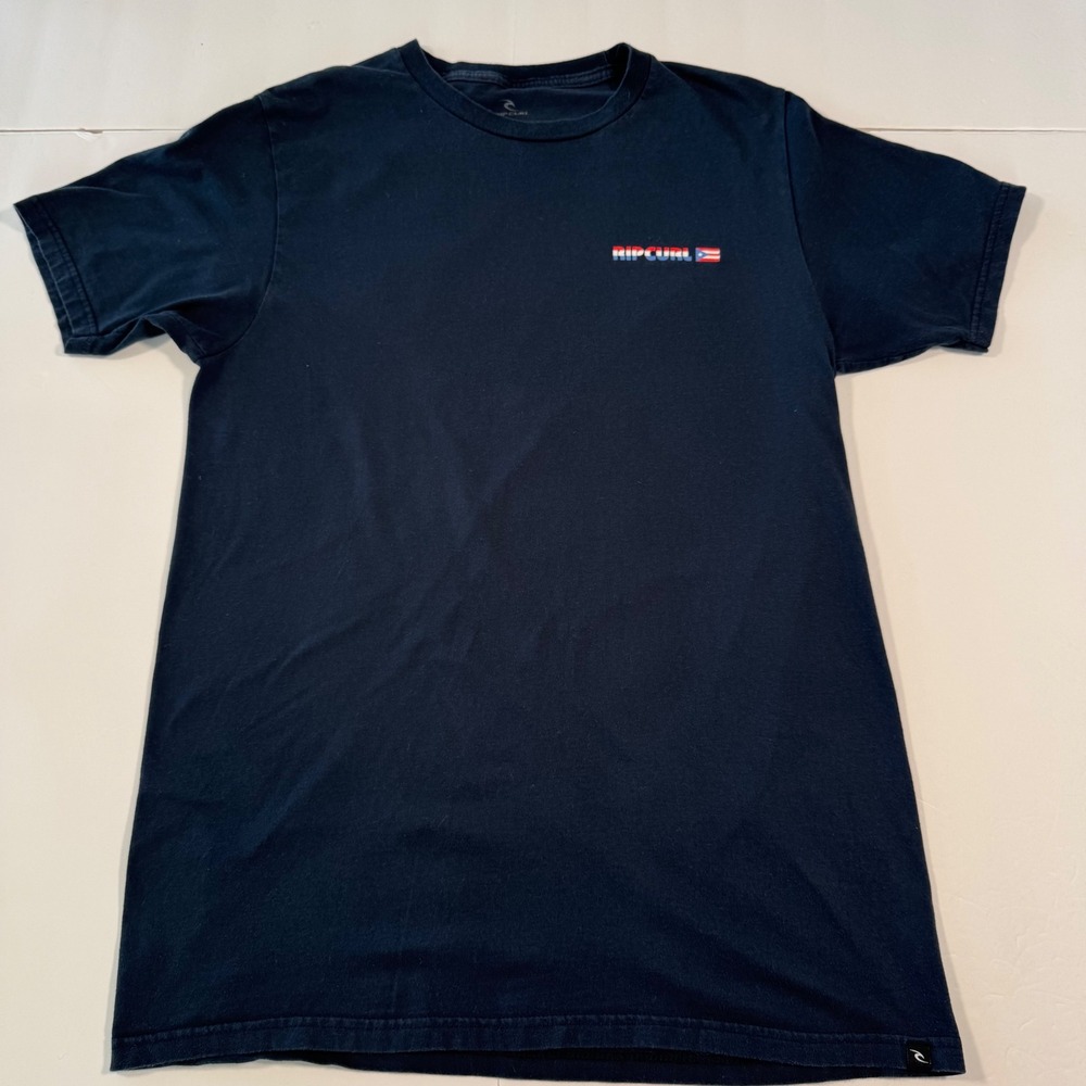 Rip Curl Puerto Rico Graphic T-Shirt Mens Medium Navy Blue Surf Tee Short Sleeve